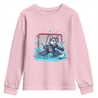 Siberian Husky Ice Hockey Player Youth Sweatshirt Funny Goalie Gift - Wonder Print Shop