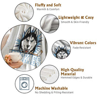 Cool Siberian Husky Ice Hockey Throw Blanket Gift For Dog Lovers - Wonder Print Shop