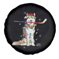 Funny Christmas Husky Ice Hockey Player Holiday Gift Spare Tire Cover - Wonder Print Shop