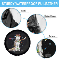 Funny Christmas Husky Ice Hockey Player Holiday Gift Spare Tire Cover - Wonder Print Shop