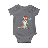 Funny Christmas Husky Ice Hockey Player Holiday Gift Baby Onesie - Wonder Print Shop