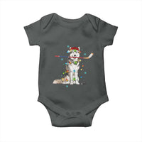 Funny Christmas Husky Ice Hockey Player Holiday Gift Baby Onesie - Wonder Print Shop