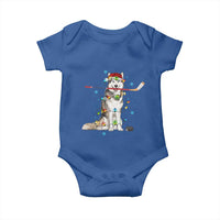 Funny Christmas Husky Ice Hockey Player Holiday Gift Baby Onesie - Wonder Print Shop