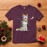 Funny Christmas Husky Ice Hockey Player Holiday Gift T Shirt - Wonder Print Shop
