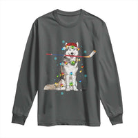 Funny Christmas Husky Ice Hockey Player Holiday Gift Long Sleeve Shirt - Wonder Print Shop