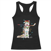 Funny Christmas Husky Ice Hockey Player Holiday Gift Racerback Tank Top - Wonder Print Shop