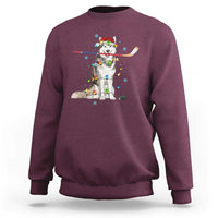 Funny Christmas Husky Ice Hockey Player Holiday Gift Sweatshirt - Wonder Print Shop