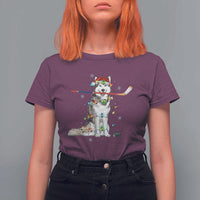 Funny Christmas Husky Ice Hockey Player Holiday Gift T Shirt For Women - Wonder Print Shop