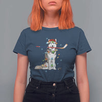 Funny Christmas Husky Ice Hockey Player Holiday Gift T Shirt For Women - Wonder Print Shop