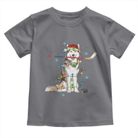 Funny Christmas Husky Ice Hockey Player Holiday Gift Toddler T Shirt - Wonder Print Shop