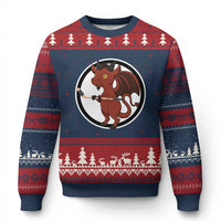 Funny Cryptid Sports Gift Ugly Christmas Sweater Jersey Devil Playing Ice Hockey - Wonder Print Shop