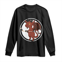 Funny Cryptid Sports Gift Long Sleeve Shirt Jersey Devil Playing Ice Hockey - Wonder Print Shop