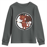 Funny Cryptid Sports Gift Youth Sweatshirt Jersey Devil Playing Ice Hockey - Wonder Print Shop