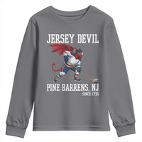 Pine Barrens New Jersey Devil Youth Sweatshirt Gothic Horror Ice Hockey Gift - Wonder Print Shop