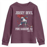 Pine Barrens New Jersey Devil Youth Sweatshirt Gothic Horror Ice Hockey Gift - Wonder Print Shop