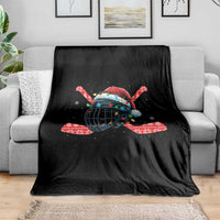 Christmas Ice Hockey Helmet Santa Throw Blanket Funny Xmas Gift - Wonder Print Shop