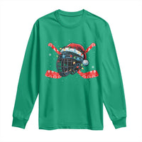 Christmas Ice Hockey Helmet Santa Long Sleeve Shirt Funny Xmas Gift - Wonder Print Shop