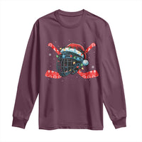 Christmas Ice Hockey Helmet Santa Long Sleeve Shirt Funny Xmas Gift - Wonder Print Shop