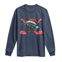Christmas Ice Hockey Helmet Santa Long Sleeve Shirt Funny Xmas Gift - Wonder Print Shop