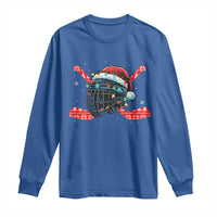 Christmas Ice Hockey Helmet Santa Long Sleeve Shirt Funny Xmas Gift - Wonder Print Shop