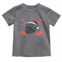 Christmas Ice Hockey Helmet Santa Toddler T Shirt Funny Xmas Gift - Wonder Print Shop