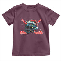 Christmas Ice Hockey Helmet Santa Toddler T Shirt Funny Xmas Gift - Wonder Print Shop