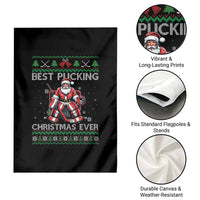 Best Pucking Christmas Ever Garden Flag Santa Hockey Goalie Ugly Sweater Gift - Wonder Print Shop