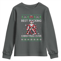 Best Pucking Christmas Ever Youth Sweatshirt Santa Hockey Goalie Ugly Sweater Gift - Wonder Print Shop
