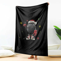 Funny Ice Hockey Holiday Gift Throw Blanket Cute Puck Wearing Santa Hat - Wonder Print Shop
