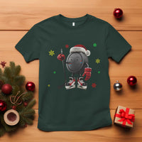 Funny Ice Hockey Holiday Gift T Shirt Cute Puck Wearing Santa Hat - Wonder Print Shop