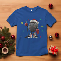Funny Ice Hockey Holiday Gift T Shirt Cute Puck Wearing Santa Hat - Wonder Print Shop
