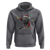 Funny Ice Hockey Holiday Gift Hoodie Cute Puck Wearing Santa Hat - Wonder Print Shop