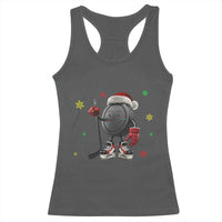 Funny Ice Hockey Holiday Gift Racerback Tank Top Cute Puck Wearing Santa Hat - Wonder Print Shop
