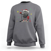 Funny Ice Hockey Holiday Gift Sweatshirt Cute Puck Wearing Santa Hat - Wonder Print Shop