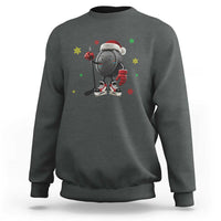 Funny Ice Hockey Holiday Gift Sweatshirt Cute Puck Wearing Santa Hat - Wonder Print Shop