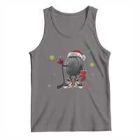 Funny Ice Hockey Holiday Gift Tank Top Cute Puck Wearing Santa Hat - Wonder Print Shop