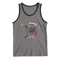 Funny Ice Hockey Holiday Gift Tank Top Cute Puck Wearing Santa Hat - Wonder Print Shop