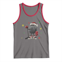 Funny Ice Hockey Holiday Gift Tank Top Cute Puck Wearing Santa Hat - Wonder Print Shop