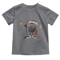 Funny Ice Hockey Holiday Gift Toddler T Shirt Cute Puck Wearing Santa Hat - Wonder Print Shop