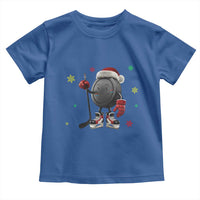 Funny Ice Hockey Holiday Gift Toddler T Shirt Cute Puck Wearing Santa Hat - Wonder Print Shop