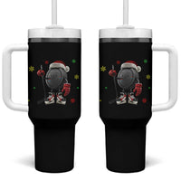 Funny Ice Hockey Holiday Gift Tumbler With Handle Cute Puck Wearing Santa Hat - Wonder Print Shop