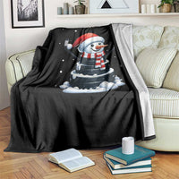 Hockey Puck Snowman Throw Blanket Funny Holiday Christmas Gift - Wonder Print Shop