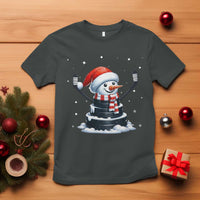 Hockey Puck Snowman T Shirt Funny Holiday Christmas Gift - Wonder Print Shop