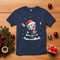 Hockey Puck Snowman T Shirt Funny Holiday Christmas Gift - Wonder Print Shop