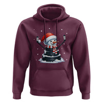Hockey Puck Snowman Hoodie Funny Holiday Christmas Gift - Wonder Print Shop