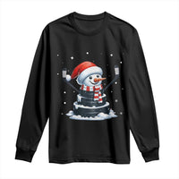 Hockey Puck Snowman Long Sleeve Shirt Funny Holiday Christmas Gift - Wonder Print Shop