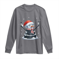 Hockey Puck Snowman Long Sleeve Shirt Funny Holiday Christmas Gift - Wonder Print Shop