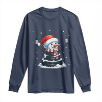 Hockey Puck Snowman Long Sleeve Shirt Funny Holiday Christmas Gift - Wonder Print Shop