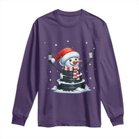 Hockey Puck Snowman Long Sleeve Shirt Funny Holiday Christmas Gift - Wonder Print Shop