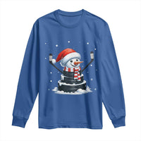 Hockey Puck Snowman Long Sleeve Shirt Funny Holiday Christmas Gift - Wonder Print Shop